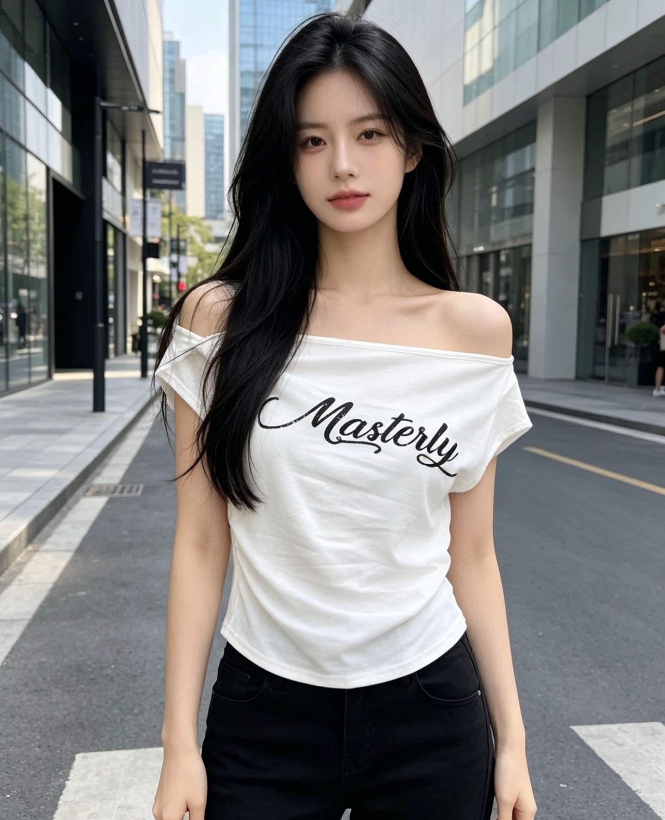 열세 개 2026 여름 드레스 새로운 아메리칸 핫걸 비스듬한 어깨 오프숄더 반팔 티셔츠 여성 알파벳 프린트 쇼트 스타일 맨위
