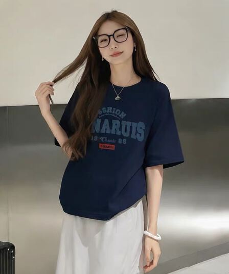 반팔 티셔츠 여성 여름 2026 폭발 순면 반소매 루즈핏 알파벳 프린트 자이언트 잘 생긴 고유 한 맨위