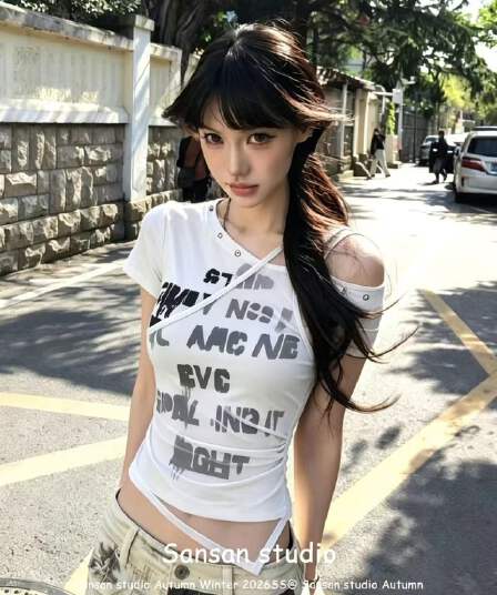 열세 개 새로운 한국 스타일 패션 라운드 넥 알파벳 프린트 반팔 티셔츠 여성 레이스 다용도 맨위