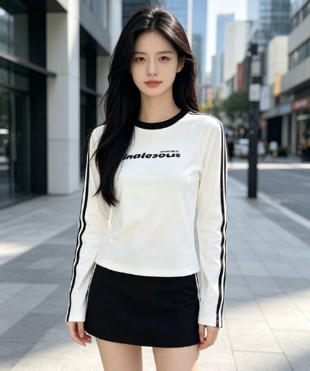 2026 새로운 이른 가을 배색 긍정적 인 어깨 긴팔 티셔츠 여성 몸매 가꾸기 슬림해 보이는 작은 키 맨위