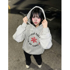 批发秋冬连帽宽松慵懒风帽衫美式百搭休闲卫衣外套女