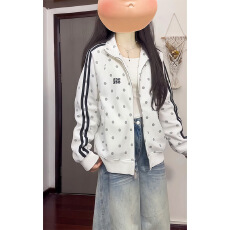 批发波点立领体操服外套女2026年秋季日系无帽运动显瘦<b class='q'>百搭</b>开衫卫衣潮