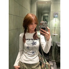 批发美式<b class='q'>街头</b>潮牌字母印花正肩辣妹长袖T恤女秋季紧身显瘦收腰上衣
