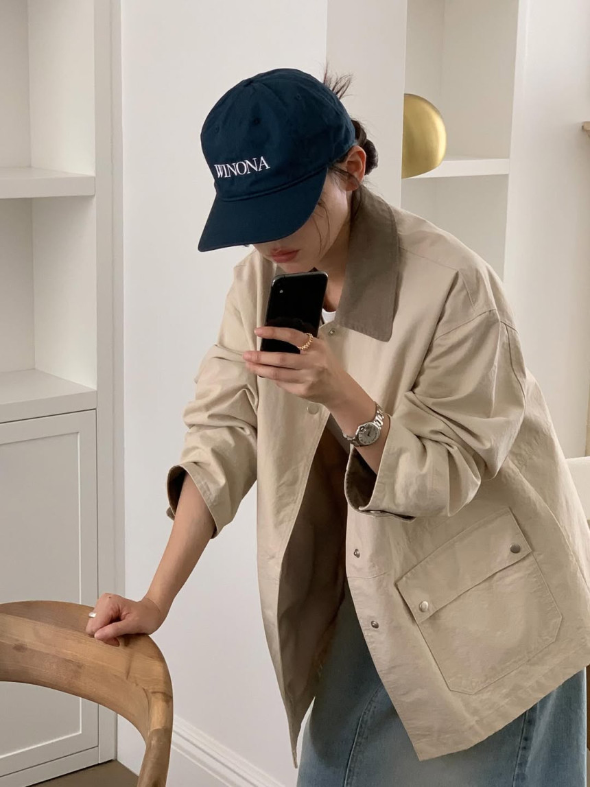 已出货 韩国东大门复古撞色翻领短外套女秋季新款宽松短款风衣