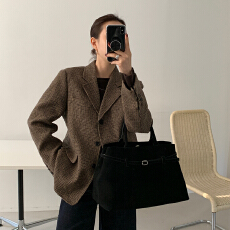 批发韩国chic秋冬新款复古高级感毛呢<b class='q'>西装</b>外套女