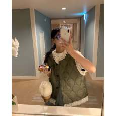 批发已出货 韩国东大门<b class='q'>设计</b>感拼接蕾丝棉衣马甲外套女