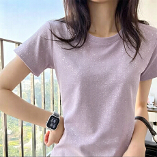 批发230克冰丝罗纹  正肩一字领修身显瘦t恤女复古收腰五分<b class='q'>袖</b>打底<b class='q'>上衣</b>