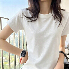 批发230克冰丝罗纹  正肩一字领修身显瘦t恤女复古收腰五分<b class='q'>袖</b>打底<b class='q'>上衣</b>