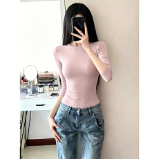 批发230克冰丝罗纹  修身上衣女新款收腰甜酷薄款<b class='q'>紧身</b>显瘦半袖<b class='q'>T</b><b class='q'>恤</b>轻奢