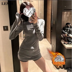 批发螺纹德绒200克 <b class='q'>中长款</b>长袖t恤女秋冬内搭外穿打底衫修身辣妹上衣