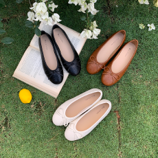 批发法式单鞋女春季温柔<b class='q'>甜美</b>蝴蝶结浅口配裙子一脚蹬平底玛丽珍奶奶鞋