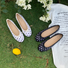 批发法式波点蝴蝶结玛丽珍单鞋女平底2026春季新款软底一脚蹬芭蕾舞鞋