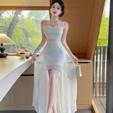 批发实拍 2026低胸长款蕾丝拼接打底短袖<b class='q'>连衣裙</b>