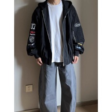 批发cleanfit高级感痞帅连帽外套新款小众夹克机能风廓形赛车服情侣潮
