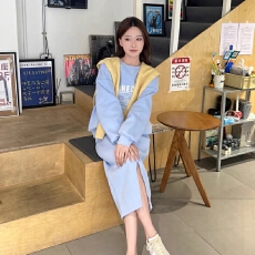 批发时尚<b class='q'>休闲</b>套装女春秋新款韩版洋气高级感气质宽松卫衣半身裙两件套