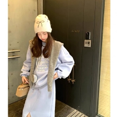 批发韩系慵懒风<b class='q'>休闲</b><b class='q'>运动</b>服套装女春秋宽松减龄卫衣半身裙小个子两件套