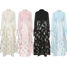 批发GRETA 2026春夏重工钉珠蝴蝶高腰收腰大摆<b class='q'>礼服</b>裙