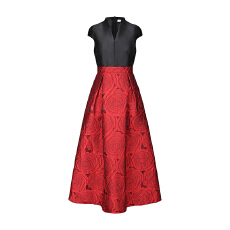 批发GRETA 2026春新款高贵优雅V领拼接提花婚宴<b class='q'>礼服</b>连衣裙