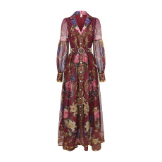 批发GRETA 2026春夏新款复古花卉衬衫式长款<b class='q'>连衣裙</b>