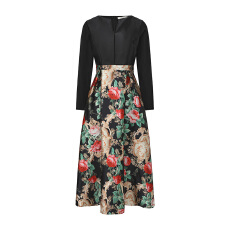 批发GRETA 2026春装新款重工提花复古拼接长袖<b class='q'>礼服</b>连衣<b class='q'>裙</b>