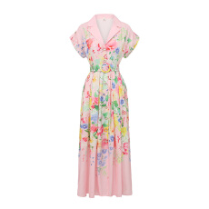 批发GRETA 2026<b class='q'>春</b>夏新款花朵油画风长款连衣裙