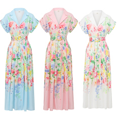 批发GRETA 2026<b class='q'>春</b>夏新款花朵油画风长款连衣裙