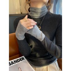 批发假两件高领<b class='q'>毛衣</b>女秋冬2025<b class='q'>新款</b>堆堆领内搭打底衫修身长袖针织上衣