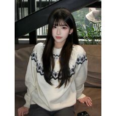 批发费尔岛2025新款秋冬季白色毛衣可外穿内搭慵懒高级感针织女士上衣