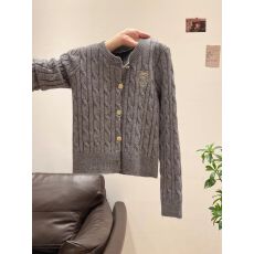 批发灰色小香风麻花长袖针织毛衣开衫加厚外套女2025秋冬独特修身上衣