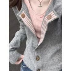 批发韩系学院风翻领针织<b class='q'>开衫</b><b class='q'>毛衣</b><b class='q'>女</b>秋冬季新款设计感软糯修身显瘦上衣