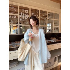 批发灯笼袖防晒<b class='q'>开衫</b>女2026夏季新款慵懒风软糯宽松薄款长袖针织衫上衣