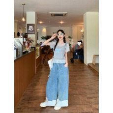 批发<b class='q'>甜美</b>套装女短袖微透T恤叠穿蝴蝶结背心2026年夏季新款短袖两件套