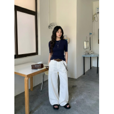 批发韩系五分中<b class='q'>袖</b>针织<b class='q'>T</b><b class='q'>恤</b>女夏季新款气质高智感修身显瘦百搭圆领上衣