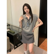 批发高质感POLO领<b class='q'>丝</b>巾针织短袖t恤女夏季2026新款宽松慵懒风休闲上衣