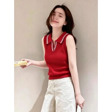 批发法式漂亮百搭韩系针织衫简约V领女夏新款显瘦无袖毛衣背心上衣潮