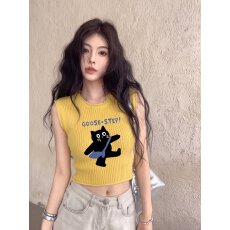 批发冰丝针织吊带背心女2026新款夏季薄款短袖t恤设计感短款无袖上衣