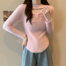 批发针织衫女秋冬纯欲仿貂绒<b class='q'>日系</b>软糯小众设计感内搭洋气小衫长袖上衣