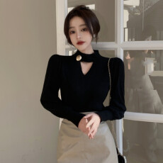 批发独特设计感小众爆款别致上衣心机打底衫女内搭秋冬高级感针织毛衣