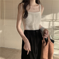 批发辣妹无袖针织小吊带背心女款秋冬内搭打底衫美背别致绝美性感上衣