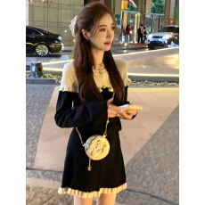批发原版包芯纱 早秋穿搭套装新款一整套针织上衣半身裙气质两件套