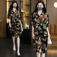 批发韩版大码POLO领遮肉衬衫<b class='q'>连衣裙</b>2026夏季新款中长款休闲宽松<b class='q'>夏装</b>裙