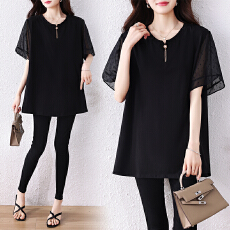 批发实拍中长款短袖<b class='q'>t</b><b class='q'>恤</b>女大码<b class='q'>女装</b>胖MM夏装新款宽松遮肚夏季上衣