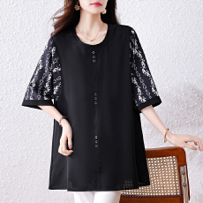 批发大码女装高档短袖<b class='q'>t</b><b class='q'>恤</b>上衣夏季新款休闲<b class='q'>宽松</b>遮肚洋气百搭<b class='q'>衬衫</b>