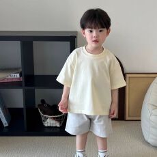 批发纯色纯棉夏季纯色210克100%精梳紧密纯棉中大<b class='q'>儿童</b>短袖<b class='q'>T</b><b class='q'>恤</b>童装光版