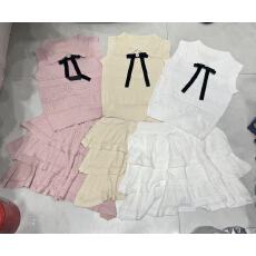 批发蝴蝶结翻领镂空针织背心女高腰<b class='q'>蓬蓬</b>裙半身裙两件套装
