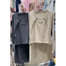 批发韩版<b class='q'>宽松</b>吊带背心针织开衫+高腰半身裙三件套装女潮