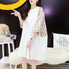 批发【实拍 原版质量250克 有口袋】后包领特大码300斤<b class='q'>中长款</b>拼接款