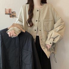 批发实拍~大码胖mm2025冬季新款宽松夹棉口袋设计感百搭显瘦棉服棉衣