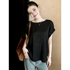 实拍~大码胖mm2026新款冰丝醋酸两面穿短袖T恤上衣气质百搭衬衫