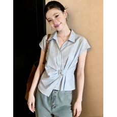 批发实拍~大码胖mm宽松2026夏季新款不对称设计感气质百搭显瘦衬衫